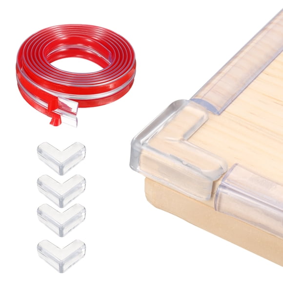 Edge Protector, 9.8ft (3Meter) x 0.6" (15MM) Clear Furniture Corner Guard Strong Adhesive Proofing Edge Safety Bumpers with 4 Corners Guards for Table Cabinets