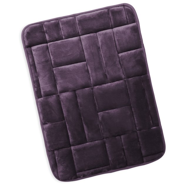 Clara Clark Bathroom Rugs, Velvet Memory Foam Bath Mat, Ultra Soft Non Slip and Absorbent - Tiled - Large - Purple