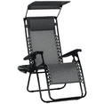 thumbnail image 1 of Outsunny Foldable Lounge Chair with Canopy Shade, Side Tray, Cup Holder, 1 of 10