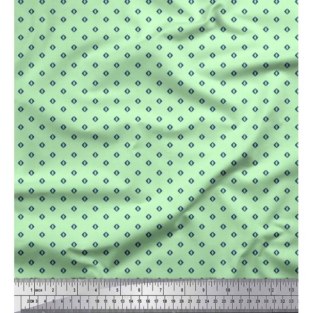 Soimoi Satin Silk Fabric Geometric Small Print Fabric by The Yard 42 Inch Wide