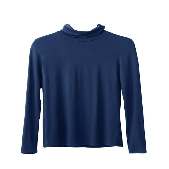 Hauts de Base Chauds en Modal pour Femmes Coupe Ajustée Col Roulé Simulé Manches Longues Couches de Base Chandails Thermiques