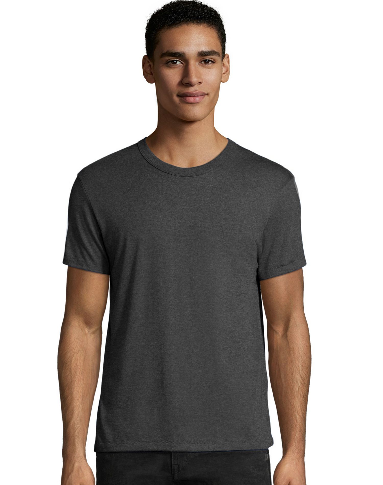 Hanes Mens Elevated Tee, S, Black Heather Triblend
