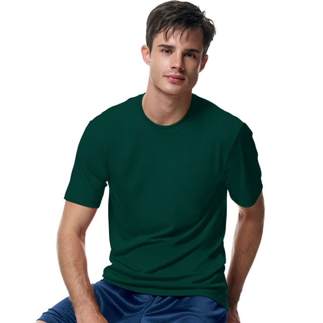 Hanes Cool DRI TAGLESS Men`s T-Shirt, S, Deep Forest