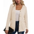 thumbnail image 2 of HAiming Womens Knit Cardigan Long Sleeve Button down V Neck Solid Color Lightweight Sweaters with Pockets, 2 of 7