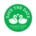 thumbnail image 1 of Darling Souvenir Round 45 Pcs Loving Swans Save The Date Stickers Personalized Bride Groom Names And Date Envelope Seals - Green, 1 of 4