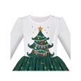 thumbnail image 4 of Robe Fille Verte Arbre de Noël Flocon de Neige Tutu Manches Longues 7 Ans, 4 of 6