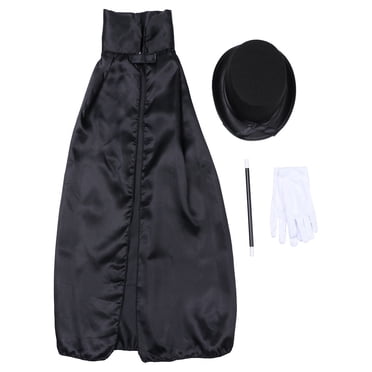 Shisuyan 5PCS Magician Role Play Set Dress-Up Costume Cosplay Outfit for Halloween Party Masquerade Performance Gloves Hat Cloak