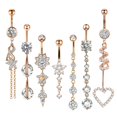 thumbnail image 1 of EIGTHTAIL Heart-Shaped Silver Dangle Belly Button Ring  3.54”, 1 of 7