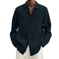 thumbnail image 4 of MesaSe Chemise en Lin de Coton Solide Col Rond à Manches Longues, 4 of 6