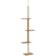 PawHut 100" Floor To Ceiling Cat Tree with 3 Perches, Brown