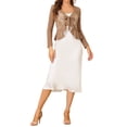 thumbnail image 2 of INSPIRE CHIC Women's Floral Lace Cardigans Tie Front Ruffled Hem Sheer Crop Bolero Shrug S Khaki, 2 of 6