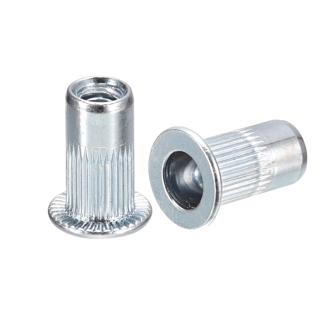 Unique Bargains Écrous à Rivets M4, Lot de 50 Écrous à Tête Plate Filetés en Acier au Carbone Plaqué Zinc avec Molette