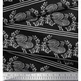 thumbnail image 2 of Soimoi Poly Georgette Fabric Stripe,Leaves & Hen Block Print Fabric by The Yard 52 Inch Wide, 2 of 3