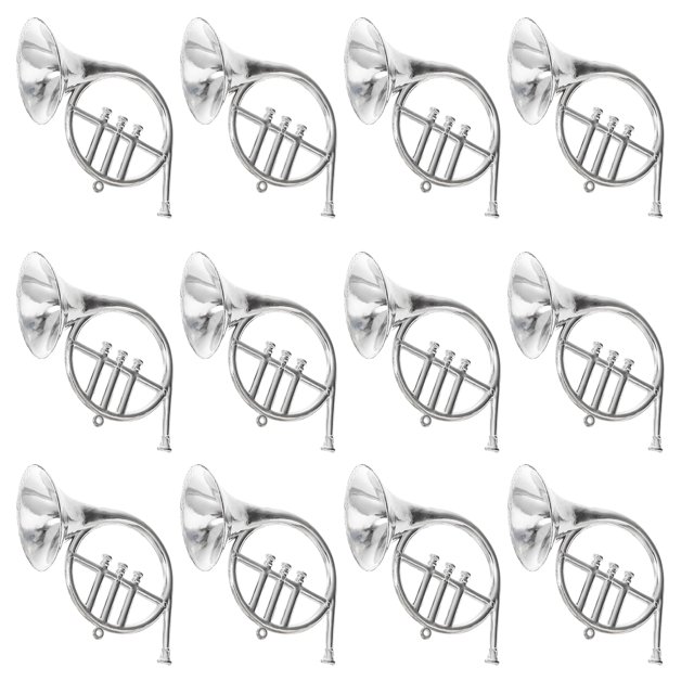 CIMAXIC christmas 12Pcs Plastic Trumpet Musical Instrument Models Christmas Tree Ornament Decoration,3.54"X3.15"X1.97"