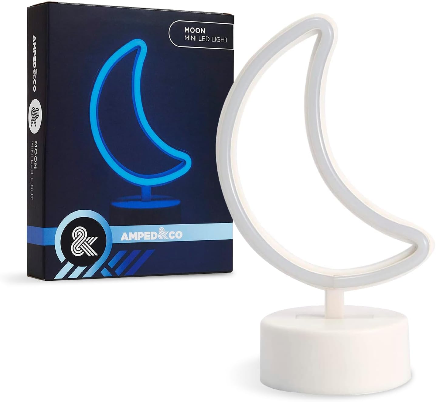 ORUYROP , Crescent Moon Desk Light, 7 Inches Mini LED Neon Collection, Night Lite Novelty Decor, blue moon neon sign, cresent moon neon sign, moon lamp
