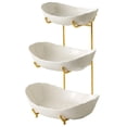 thumbnail image 3 of Siruishop Ceramic Fruit Bowl for Kitchen Counter Fruit Display Stand for Kitchen Snack Golden 3 Layer, 3 of 8