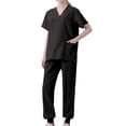 thumbnail image 1 of Pisexur Women's Solid Color Stretch Scrub Set, V Neck, Short Sleeve, Small, 1 of 2