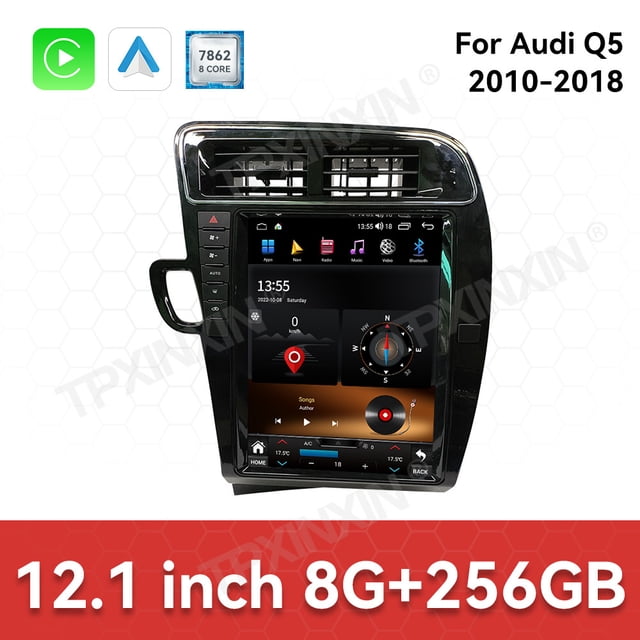 TPXINXIN For Audi Q5 2010-2018 Android 14 Carplay 12.1 inch Car Radio Stereo Automotive Multimedia Stereo Player GPS Navigation Head Unit(LHD)