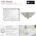 thumbnail image 3 of Stylish Undermount 18-1/4"L x 13"W White Porcelain Rectangular Bathroom Sink P-201, 3 of 10