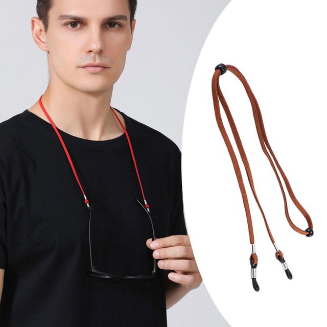 maskred Stretchy Universal Eyeglass Strap Non- for Slip Eyewear Retainer for Sports Dark Brown 26.77 Inch 1Set