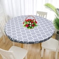 thumbnail image 2 of Fitted Vinyl Tablecloth Flannel Backed & Elastic Edge Table Cover Indoor Outdoor  Fitted Vinyl Wipeable Table Protector 35‘‘-43”/43”-55‘‘ Diameter for Home, 2 of 6