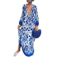 thumbnail image 1 of Innerwin Robe Boutonnée Femme Robes Maxi Automne Manches Longues Ample Bleu m, 1 of 2