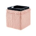 thumbnail image 3 of Inspired Home Allen Pouf en Fausse Fourrure avec Espace de Rangement, Plateau de Service en Forme de Cube, Dessus, Blush, 3 of 8