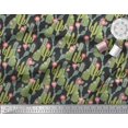 thumbnail image 3 of Soimoi Black Japan Crepe Satin Fabric Flower & Cactus Tree Decor Fabric Printed BTY 42 Inch Wide, 3 of 3