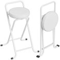 thumbnail image 1 of HOMCOM Folding Stools Set of 2, Foldable Bar Stools with PU Seat, White, 1 of 10