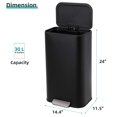 thumbnail image 3 of Kitchen Trash Can, Stainless Steel Garbage Can With Soft-Close Lid, Foot Pedal and Removable Inner Basket, Black Rectangular Small Step Waste Bin for Office Bedroom Bathroom Living Room, 3 of 8