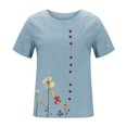 thumbnail image 4 of EQWLJWE Chemises pour Femmes Liquidation T-Shirts pour Femmes Femmes Manches Courtes Décontracté Col Rond Imprimé Ample Tunique à Boutons Chemise Blouse Hauts, 4 of 5