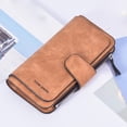 thumbnail image 4 of Ohufall Frosted Leather Womens Long Wallet Zipper Coin Purse ID Window Card Holder Organizer, 4 of 5