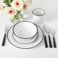 thumbnail image 3 of Martha Stewart Cliffield 16 Piece Dinnerware Set, Black Rim, White, Fine Ceramic, 3 of 7