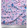 thumbnail image 1 of Soimoi Poly Georgette Fabric Butterfly & Flower Floral Print Fabric by the Yard 52 Inch Wide, 1 of 3