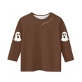 thumbnail image 4 of MKOSPLRT Chandails d'Halloween pour Enfants 3-12 Ans Garçons Filles T-Shirts Graphiques à Manches 3/4 Col Ras du Cou Coupe Ample Hauts Mignons Fantômes Citrouille T-Shirts, 4 of 4