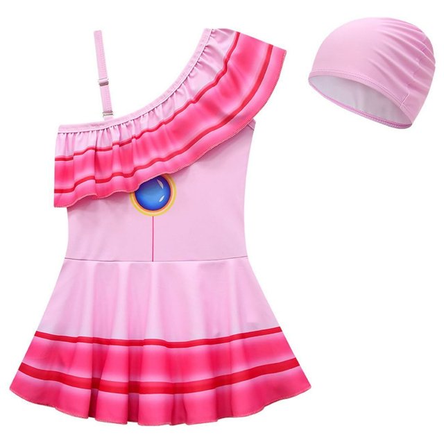 Maillot de Bain une Pièce pour Filles Princess Peach, Tenue de Bain