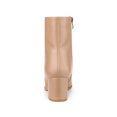 thumbnail image 2 of Unique Bargains Women's Square Toe Side Zip Block Heel Ankle Boots Nude (Size 7), 2 of 7