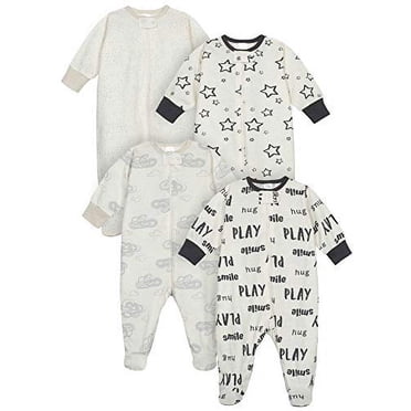uni baby 4-pack N Play and Toddler Sleepers, Grey Neutral, 0-3 Months US