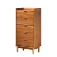 thumbnail image 4 of 5-Drawer Solid Wood Tall Bedroom Chest Dresser - Caramel, 4 of 6