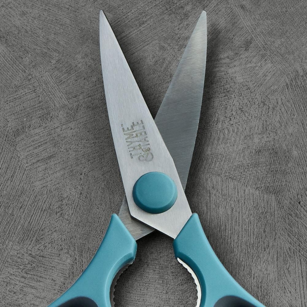 Thyme & Table Ciseaux de cuisine en acier inoxydable avec gaine Bleu
