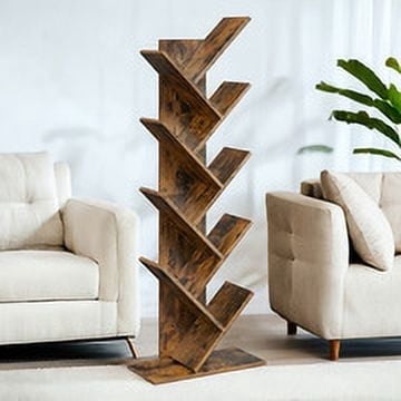 Tree Bookshelf, 9-Tier Bookcase, Large Bookshelf, Corner Shelf, Book Tree, for Bedroom, Living Room, Home Office