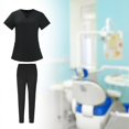 thumbnail image 3 of lionlar Nursing Scrub Set Comfortable Breathable with Pockets Fashion Tops Pants Black S, 3 of 9