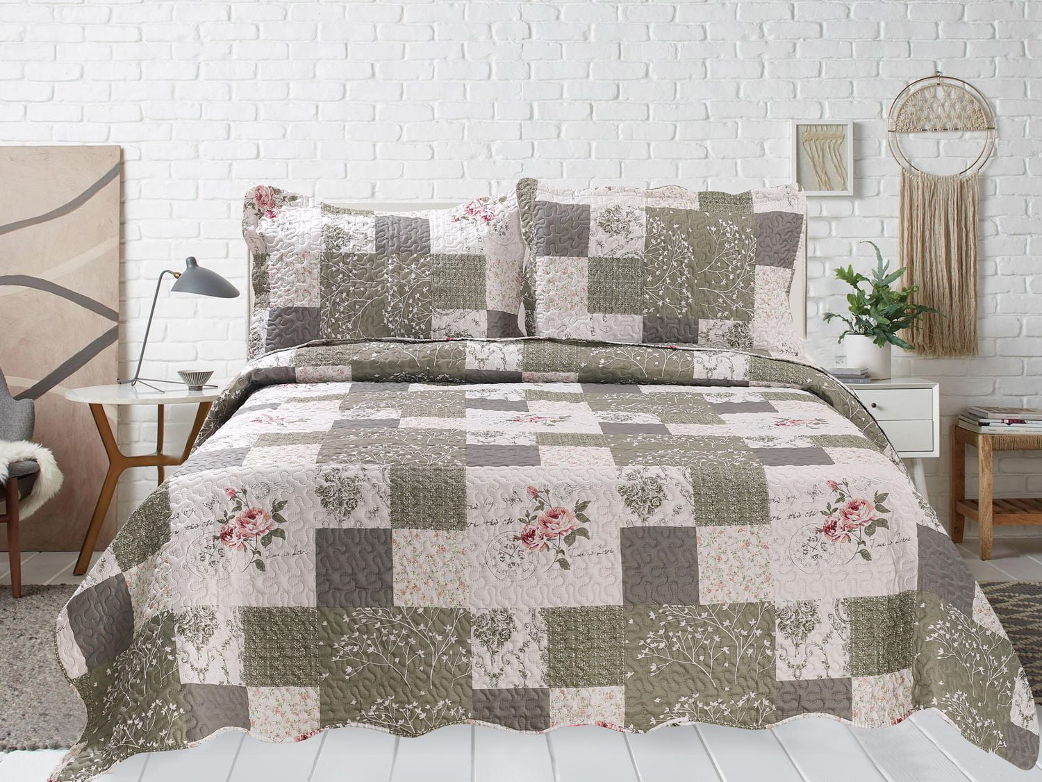 Marina Decoration Rich Printed Embossed Pinsonic Coverlet Bedspread Ultra Soft Bedding Summer Quilt Set with Shams