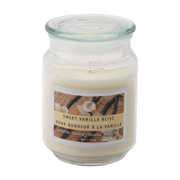 Bougie parfumée en pot de 18 oz avec couvercle en verre (Vanille douce) – Gousse de vanille et sucre chaud