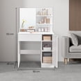 thumbnail image 4 of VASAGLE Coiffeuse avec Miroir, Table de Maquillage avec 1 Tiroir, 2 Étagères, Armoire de Rangement, Table de Toilette, Moderne, Blanc, Adulte, 4 of 8