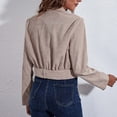 thumbnail image 4 of Qertyioot Blazer Décontracté de Bureau pour Femme et Haut d'Hiver pour Femme en Coton et Lin Imprimé à Col Rond à Manches Courtes, 4 of 6