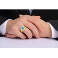 thumbnail image 2 of RYLOS Men's Rings 14K Yellow Gold Rings Classic Designer Style 9X7MM Oval Gemstone &  Diamond Ring Turquoise December Birthstone Rings For Men Size 10, 2 of 7