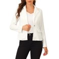 thumbnail image 1 of INSPIRE CHIC Women's Notched Lapel Button Up Long Sleeve Washed Denim Jacket S White, 1 of 7