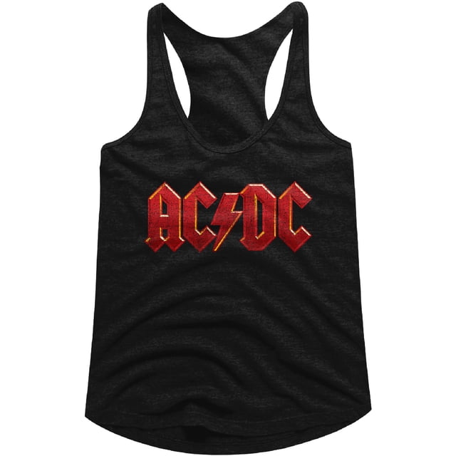 AC/DC Hard Rock Band Music Group Red Distressed Logo Womens Tank Top Tee