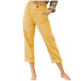 thumbnail image 2 of LSLJS Womens High Waisted Pants Women Casual Solid Color Pockets Buttons Elastic Waist Comfortable Straight Pants, 2 of 5
